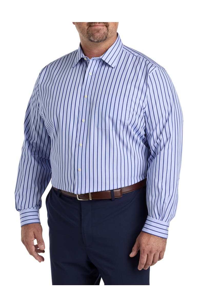 Brooks Brothers Big & Tall Non-Iron Striped Dress Shirt, Main, color, Blue