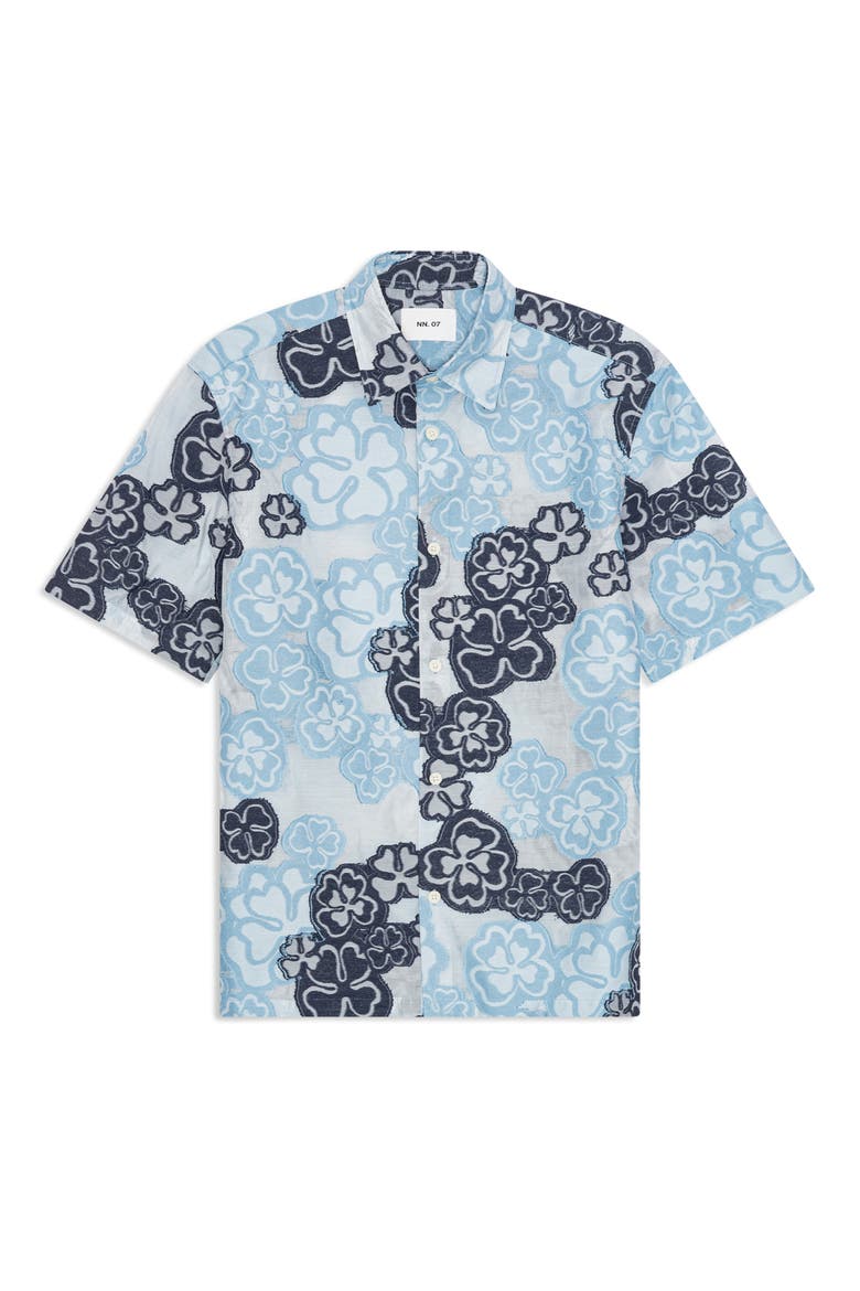 Freddy Floral Short Sleeve Button-Up Shirt, Alternate, color, BLUE MULTI