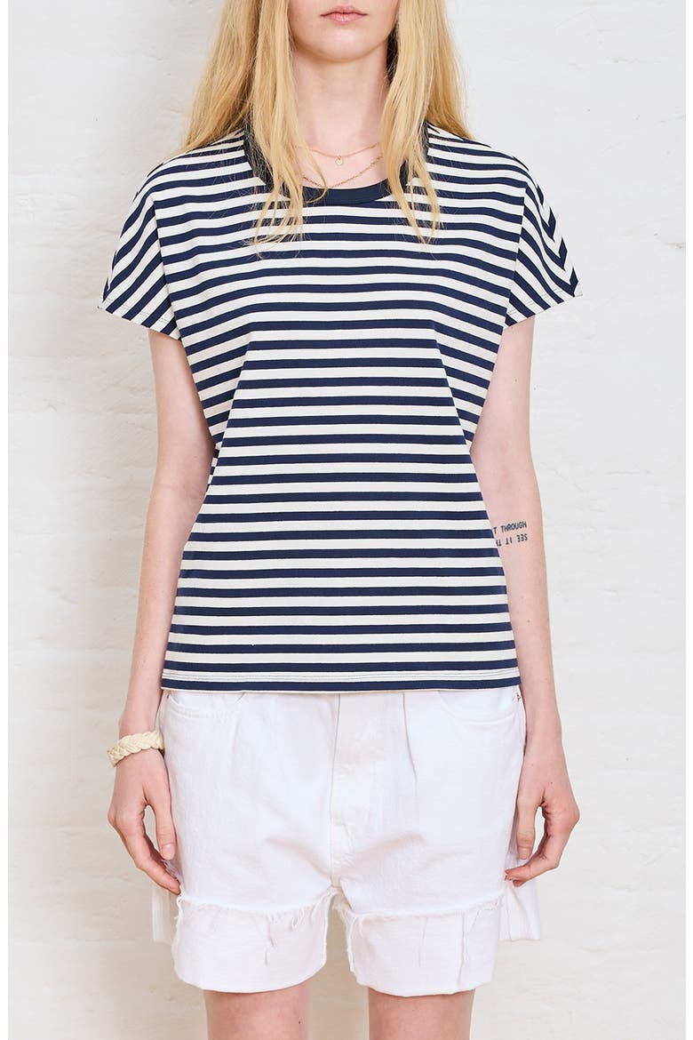 Drop Shoulder T-Shirt, Main, color, NAVY / WHITE STRIPE
