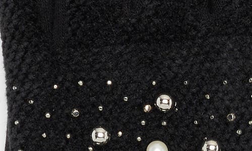 Nanette Lepore Jacquard Gloves With Faux Fur Trim In Black