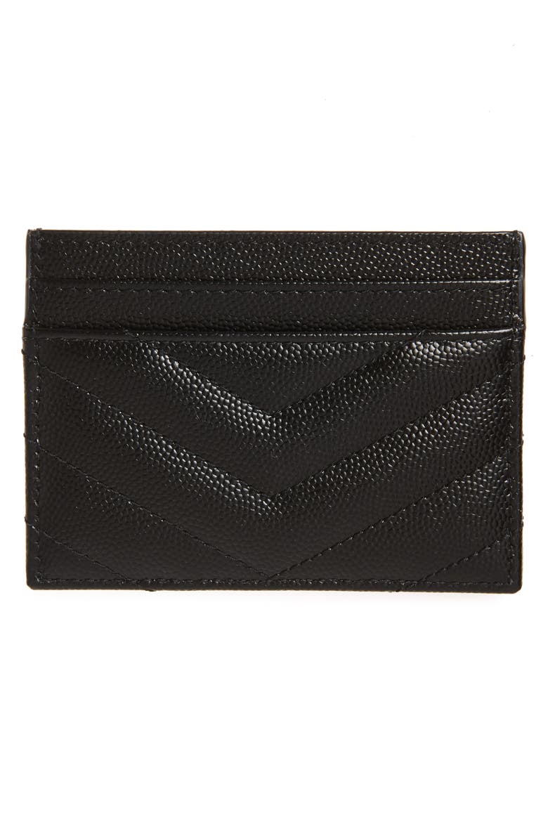 Monogram Leather Card Case, Alternate, color, NOIR