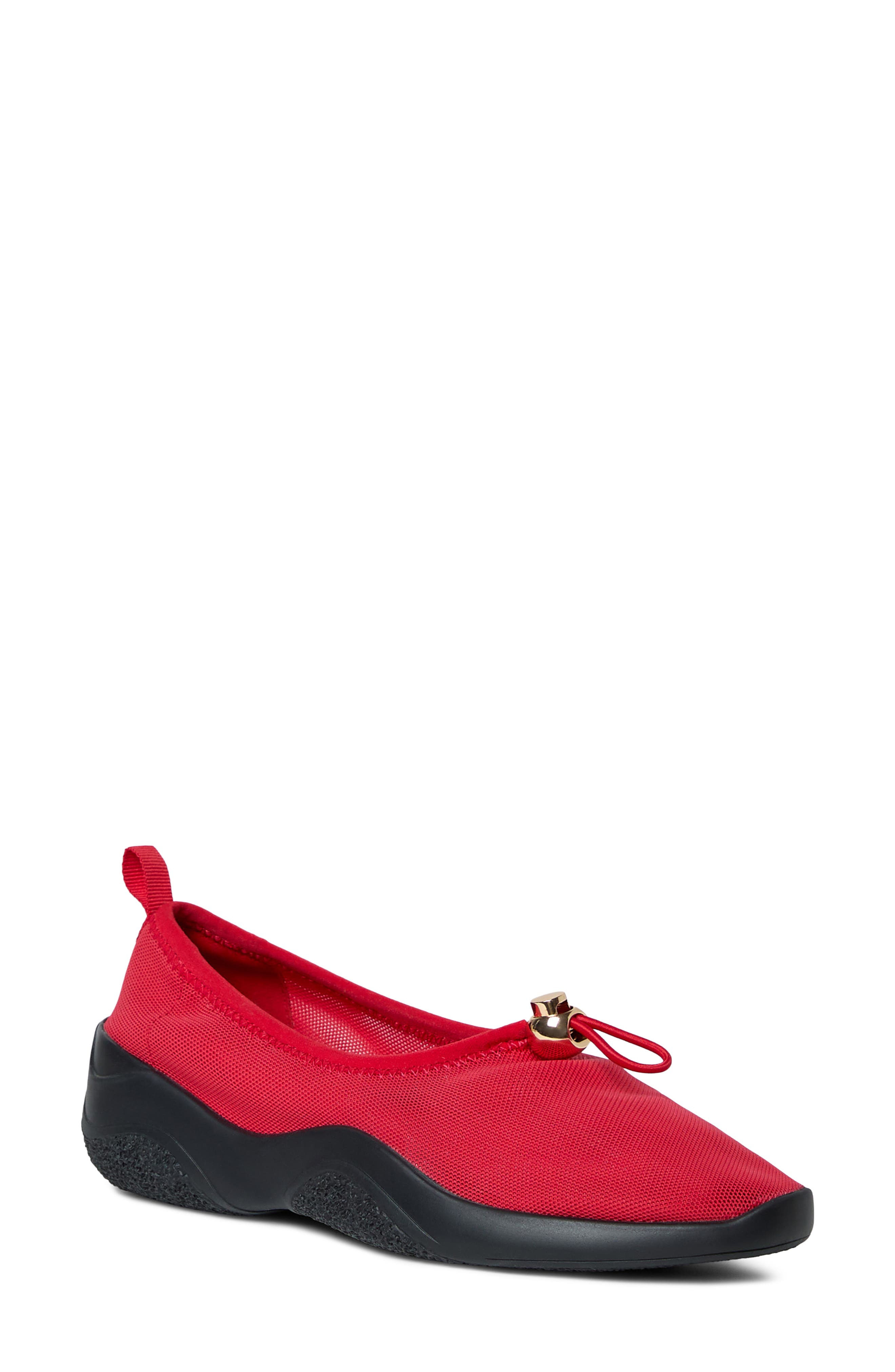 Loeffler Randall Raina Stretch Knit Flat, Main, color, Red/ Black