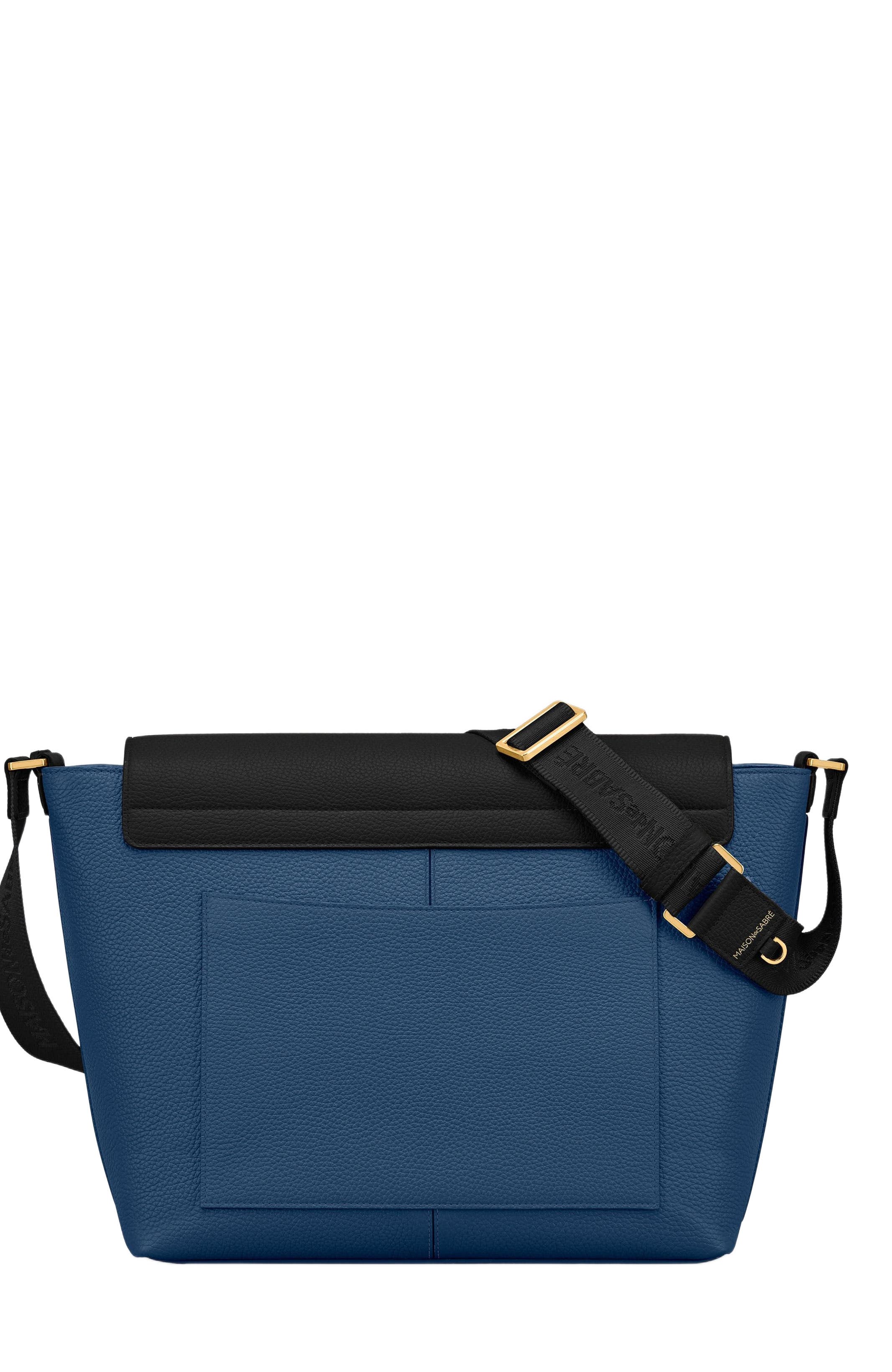 MAISON de SABRÉ Leather Flaire Messenger Bag, Alternate, color, Pacific Caviar