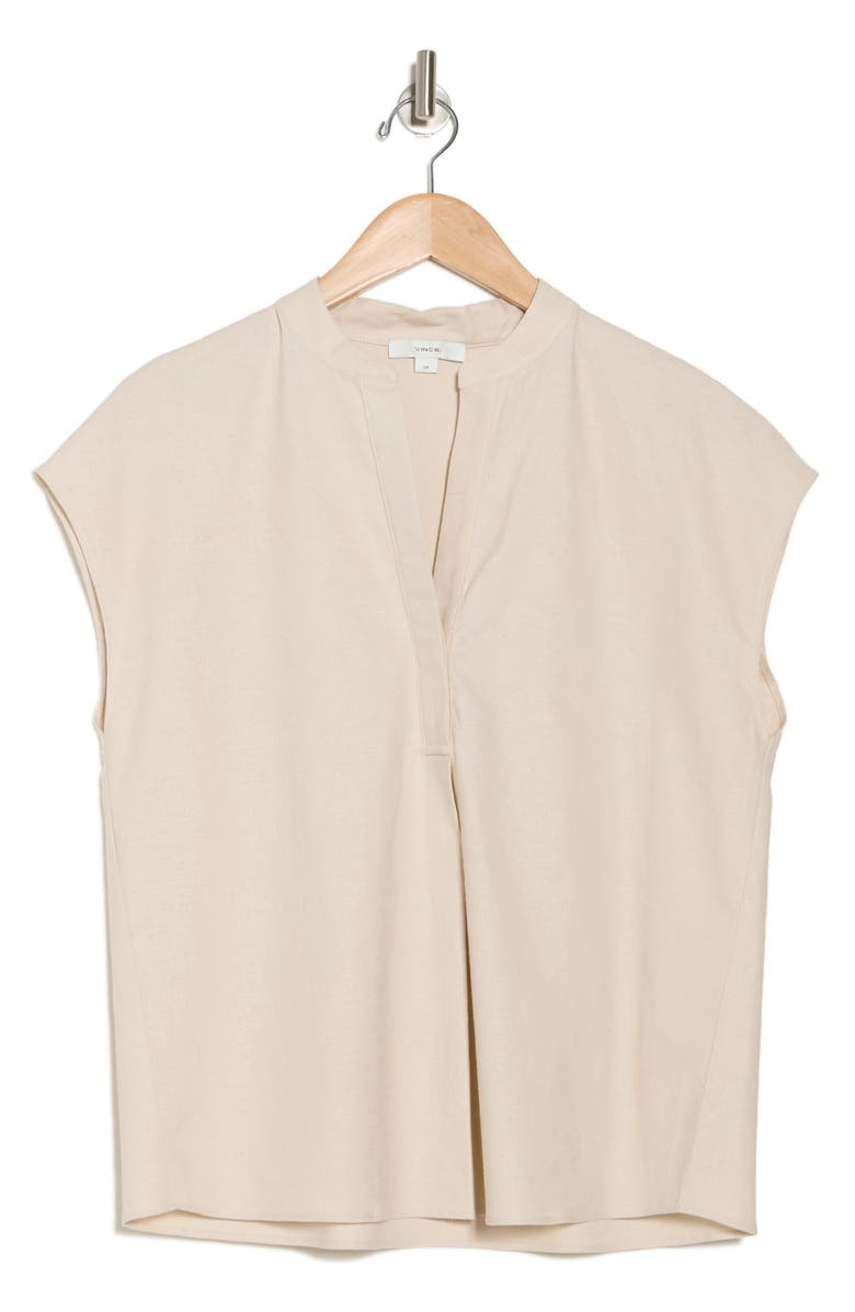 Vince Linen Blend Top, Alternate, color, Light Oat