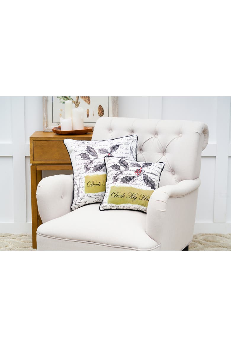 Deck My Halls Christmas Accent Pillow 14" x 14", Alternate, color, White