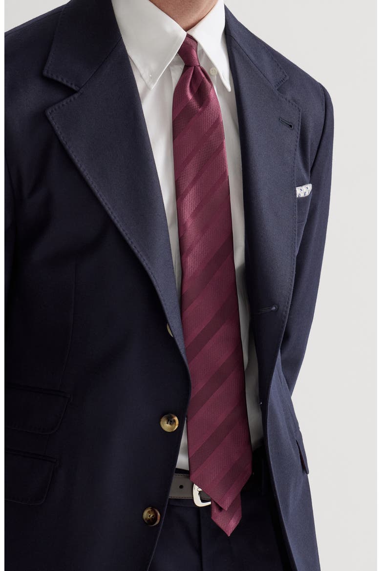 Texured tone-on-tone stripe silk tie, Alternate, color, Cherry