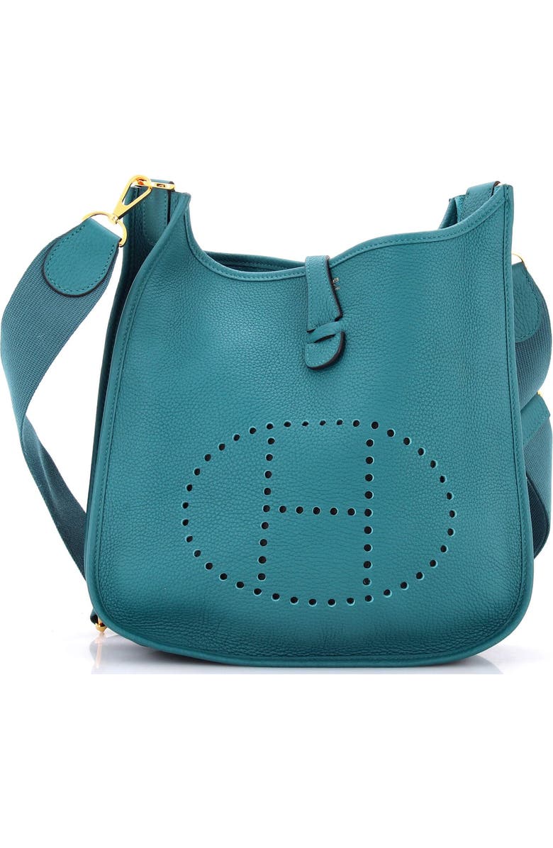 Pre-Owned Hermes Evelyne Bag Gen III Clemence PM, Main, color, Vert Bosphore