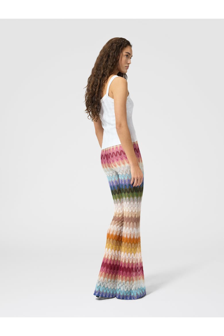 Flare Viscose Trousers With Dégradé Lace Motif, Alternate, color, Multicoloured