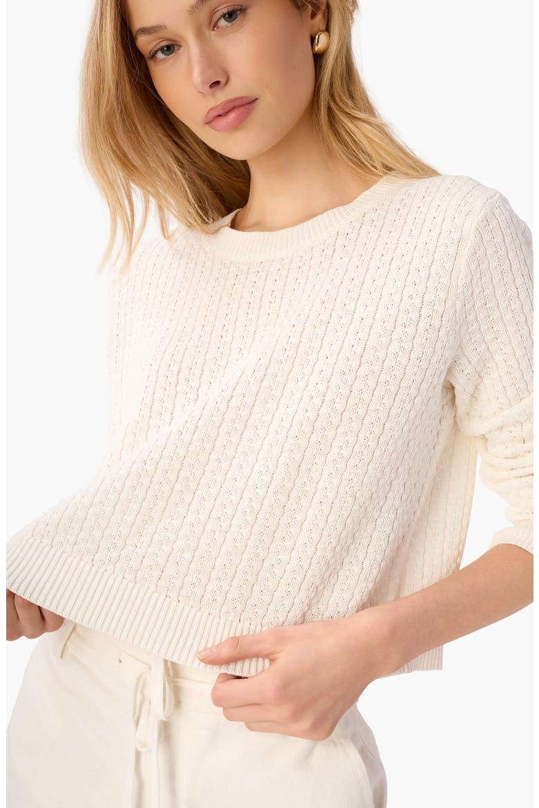 Lesley Cropped Crewneck Sweater, Alternate, color, MACADAMIA