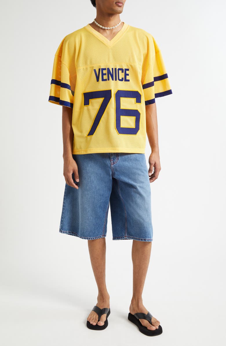 ERL Gender Inclusive Indiana Skate Denim Shorts, Alternate, color, 