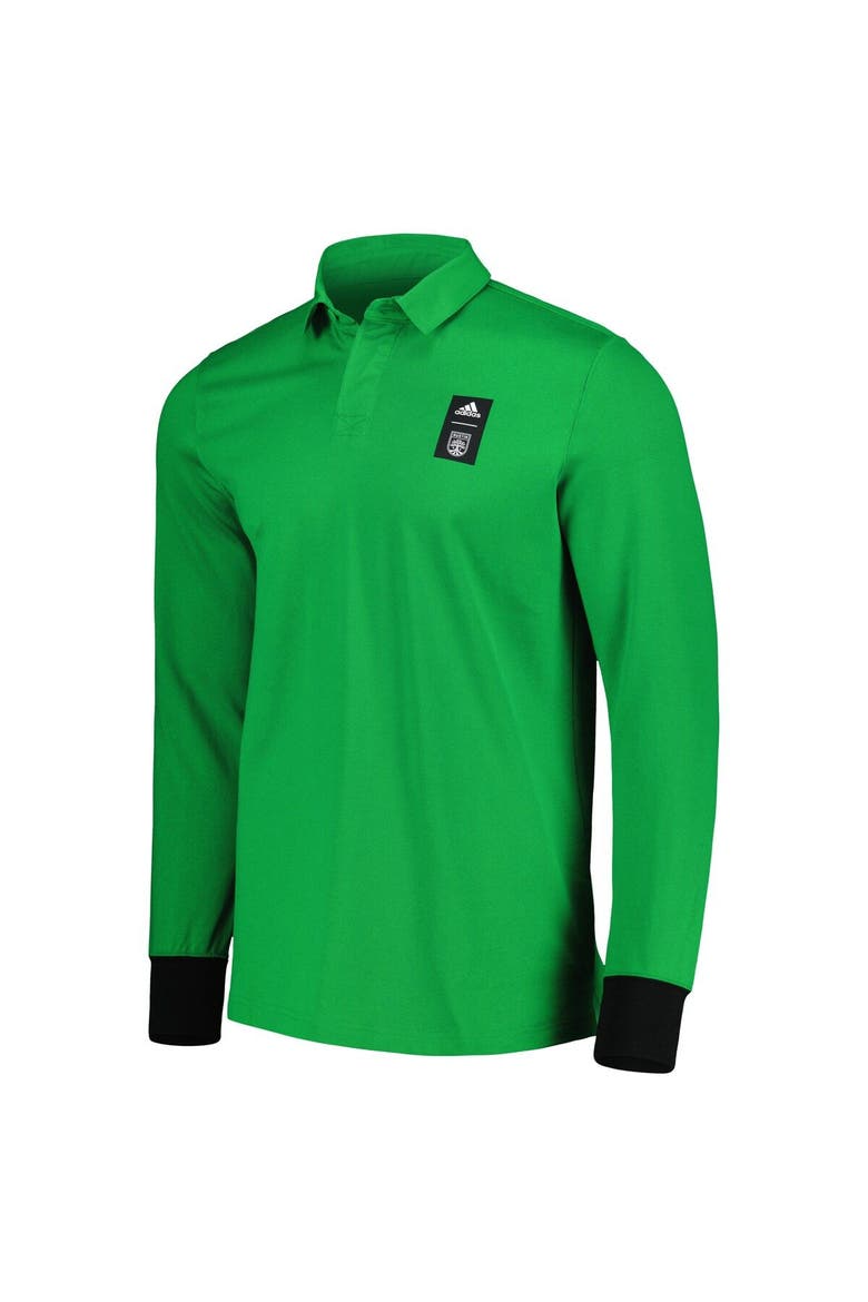 Men's adidas 2023 Player Green Austin FC Travel Long Sleeve Polo, Alternate, color, Green