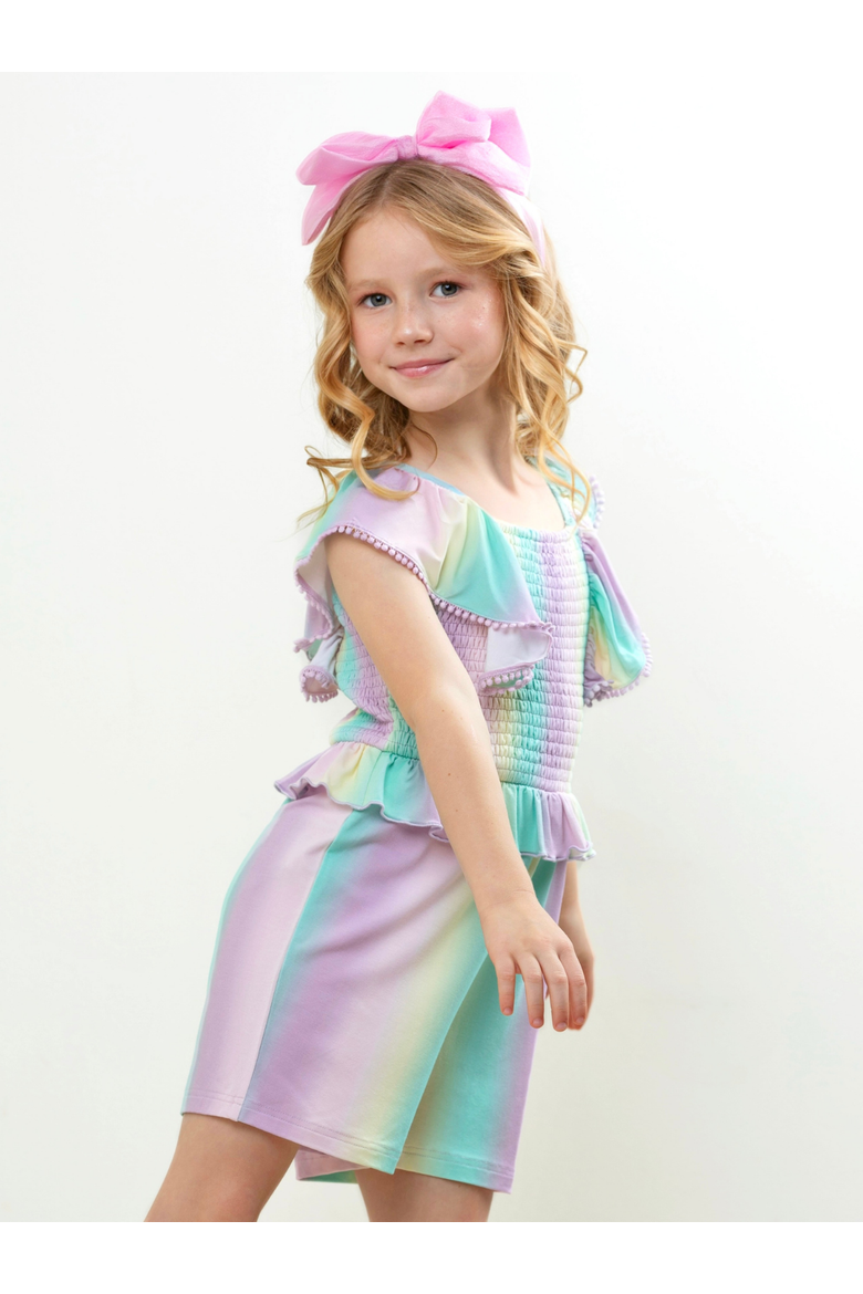Mermaid Breeze Ombre Ruffle Romper, Alternate, color, Blue-Green