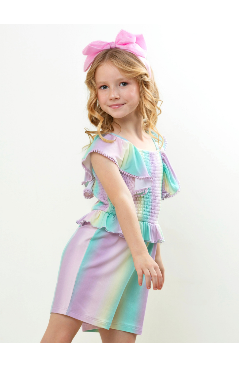 Mia Belle Girls Mermaid Breeze Ombre Ruffle Romper, Alternate, color, Blue-Green