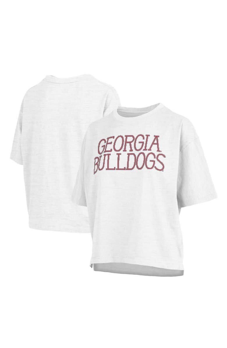 PRESSBOX Women's Pressbox White Georgia Bulldogs Motley Crew Chain Stitch Slub Waist Length Boxy T-Shirt, Main, color, 