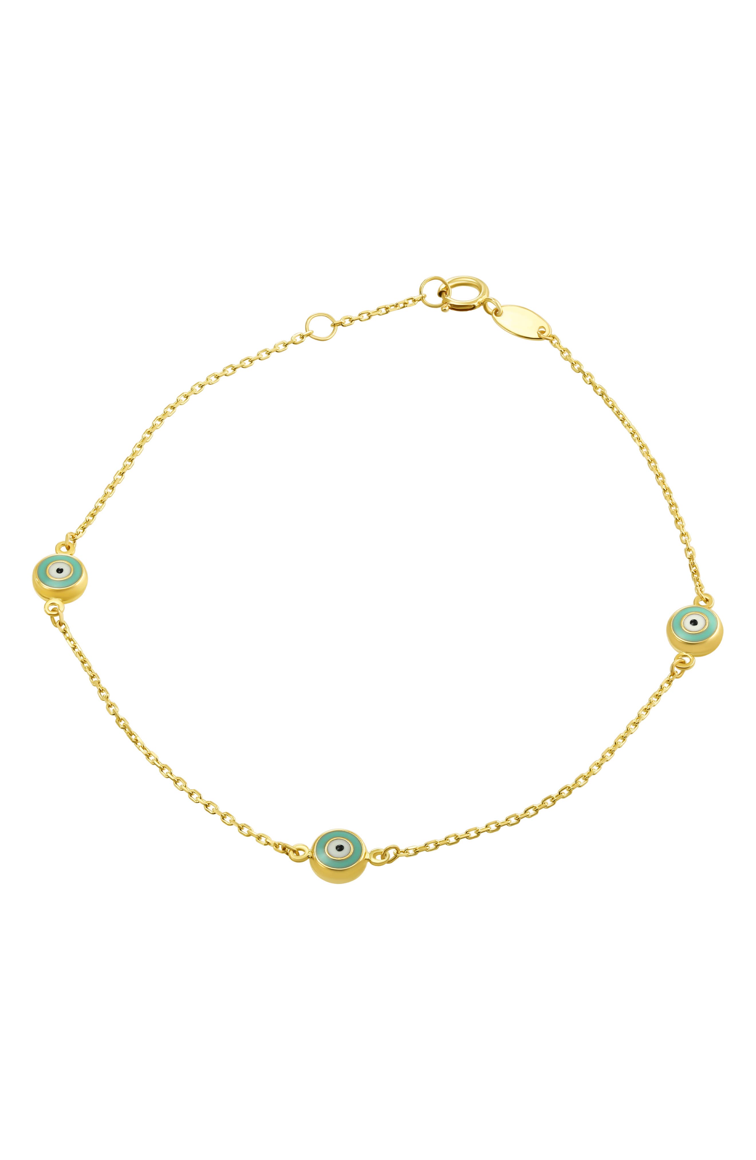 CANDELA JEWELRY 14K Gold Evil Eye Station Bracelet