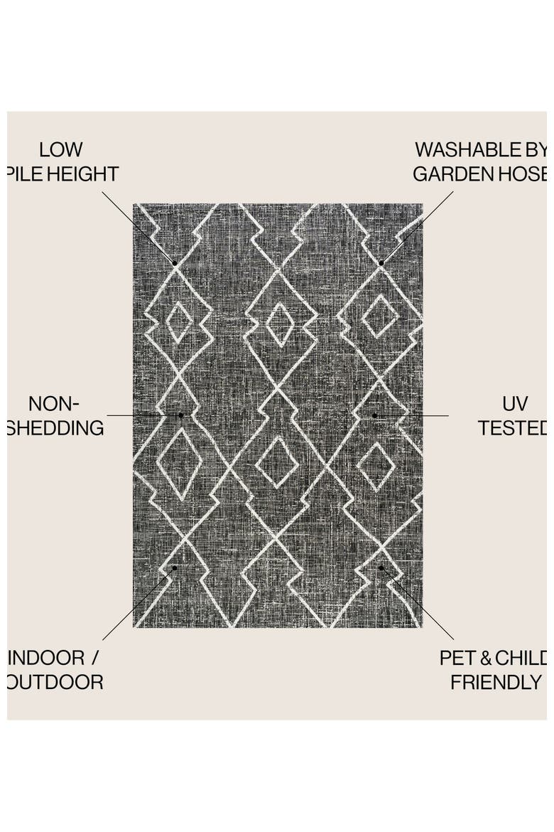 Carwa  Diamond Trellis Indoor/Outdoor Area Rug, Alternate, color, Black/Ivory