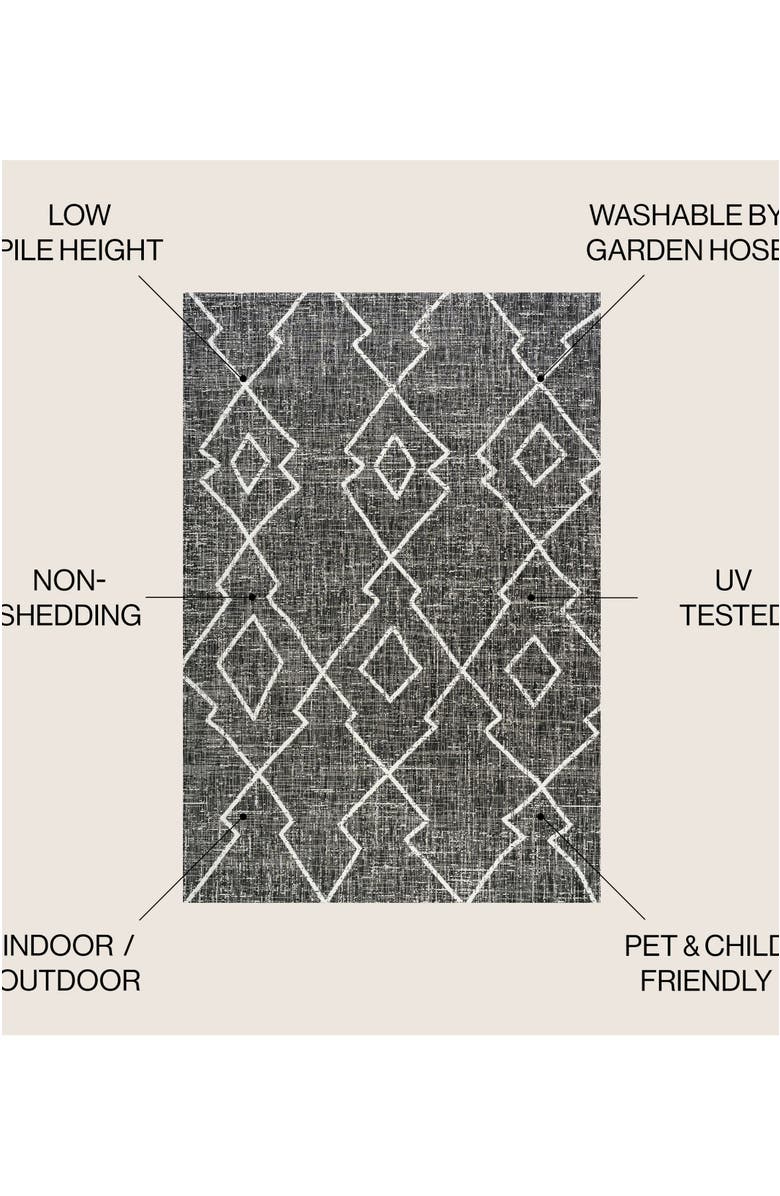 JONATHAN Y Carwa  Diamond Trellis Indoor/Outdoor Area Rug, Alternate, color, Black/Ivory