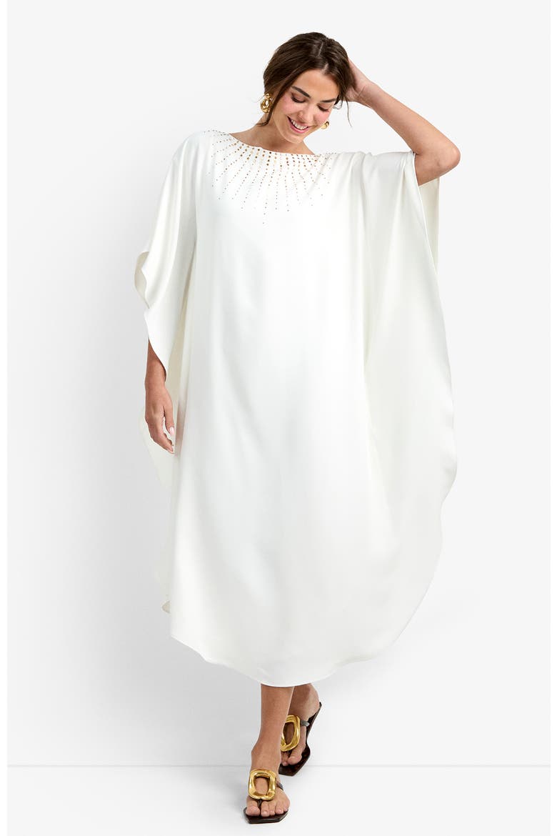 Neena Rhinestone Caftan Dress, Alternate, color, Whitewash