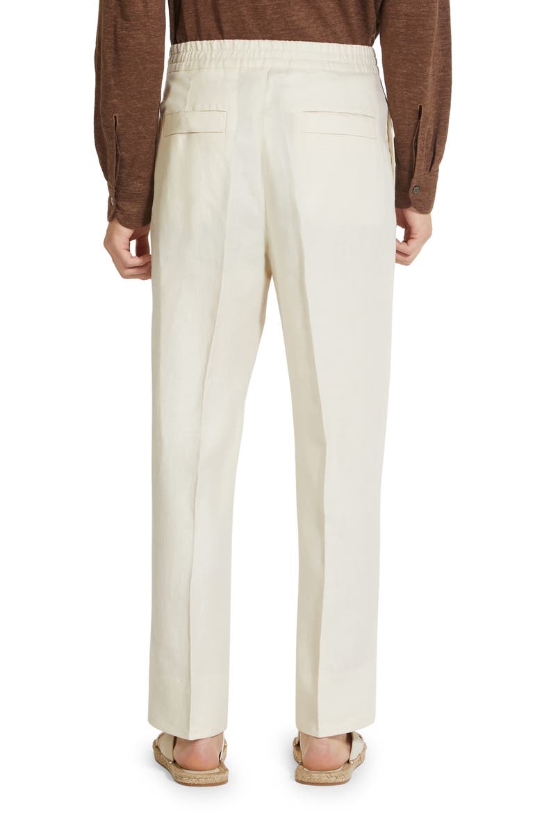 ZEGNA Oasi Linen Drawstring Trousers, Alternate, color, Calcare