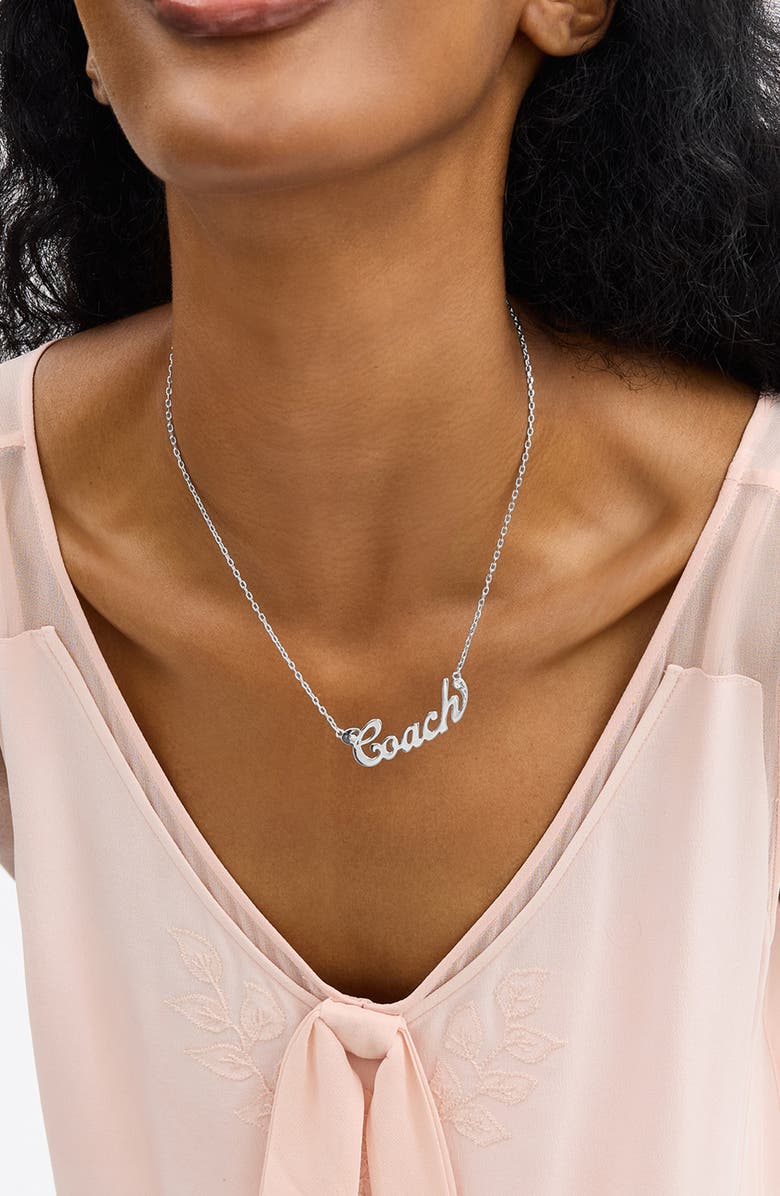 COACH Logo Pendant Necklace, Alternate, color, 