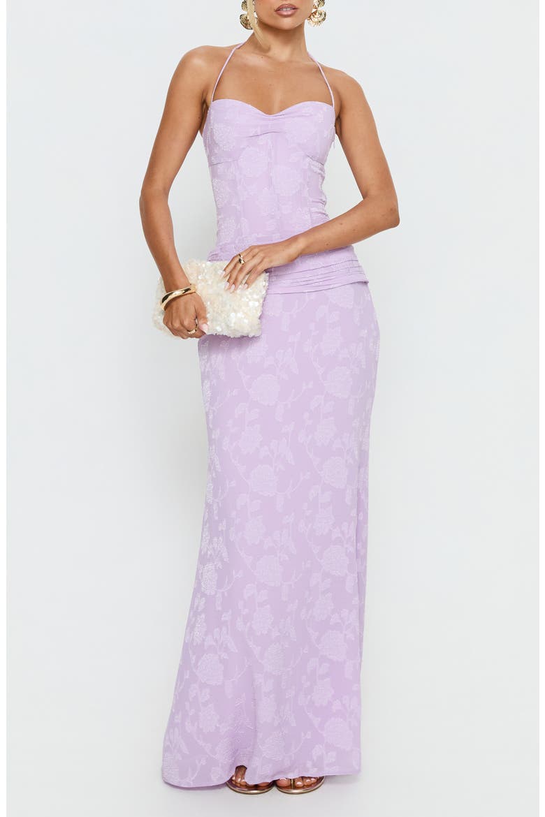 Love From Portofino Halter Corset Maxi Dress, Main, color, LILAC