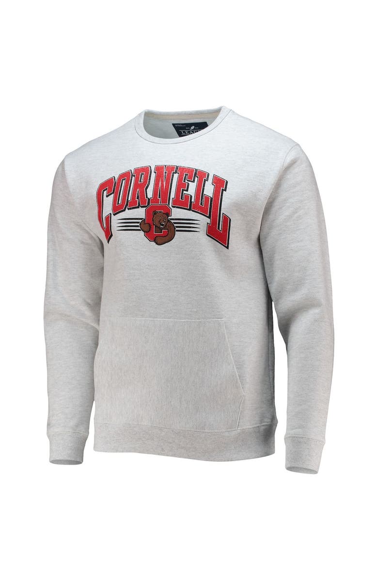 LEAGUE COLLEGIATE WEAR Men's League Collegiate Wear Heathered Gray Cornell Big Red Upperclassman Pocket Pullover Sweatshirt, Alternate, color, 