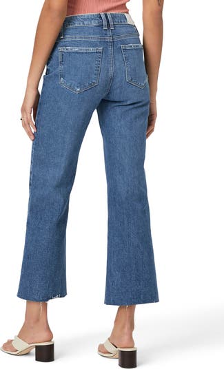 Leenah Raw Hem High Waist Ankle Wide Leg Jeans