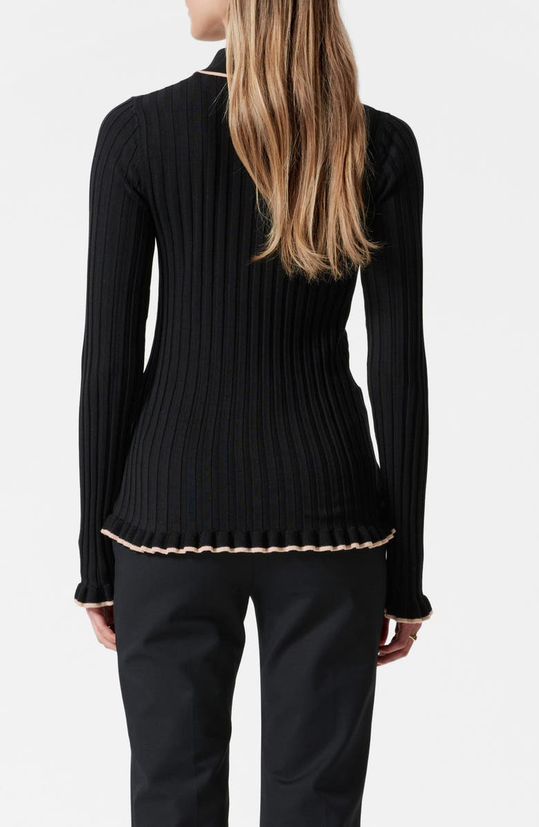 & Other Stories Tipped Ribbed Ruffle Trim Polo Sweater, Alternate, color,