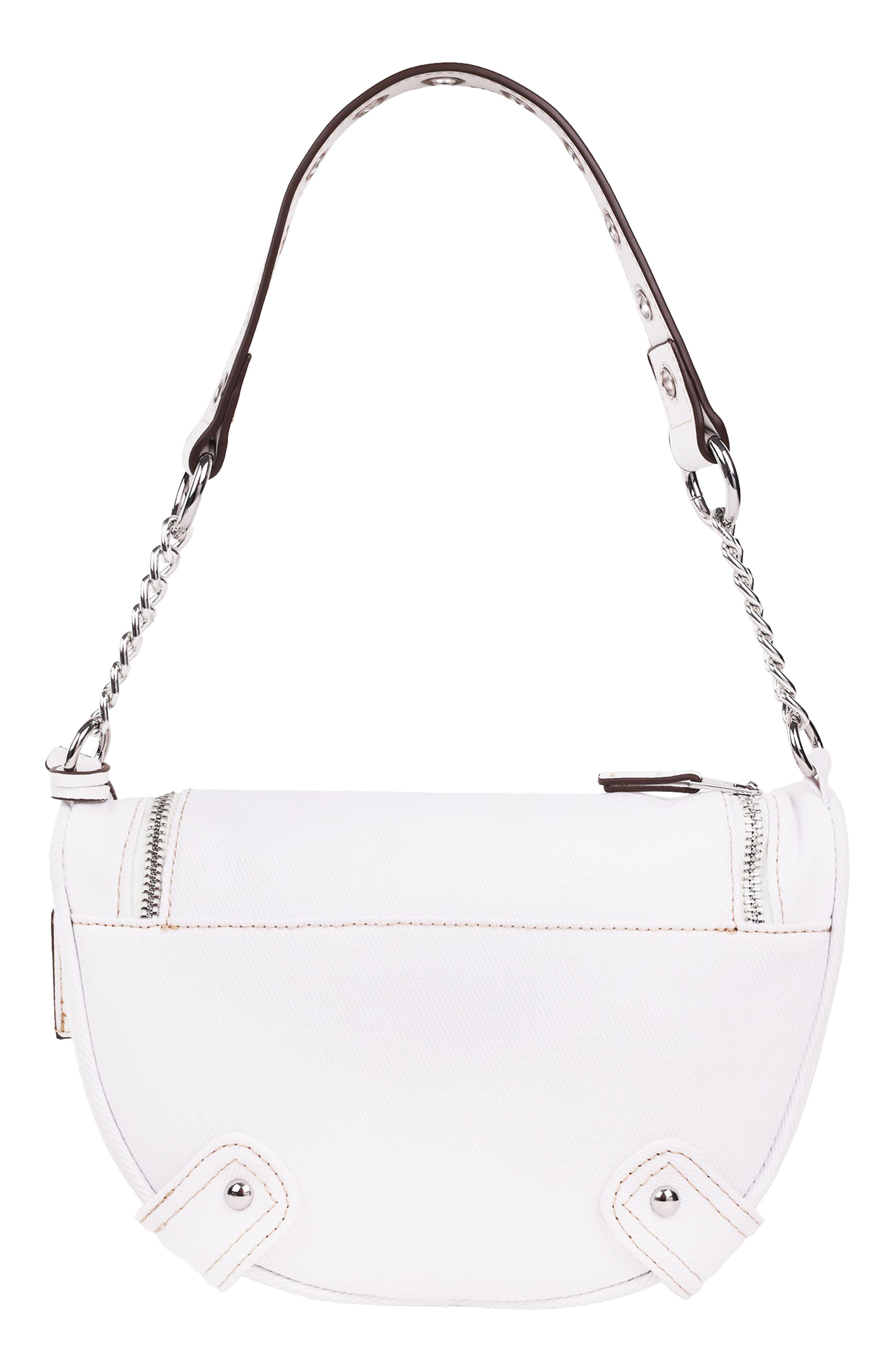 Chain Handle Denim Hobo, Alternate, color, WHITE