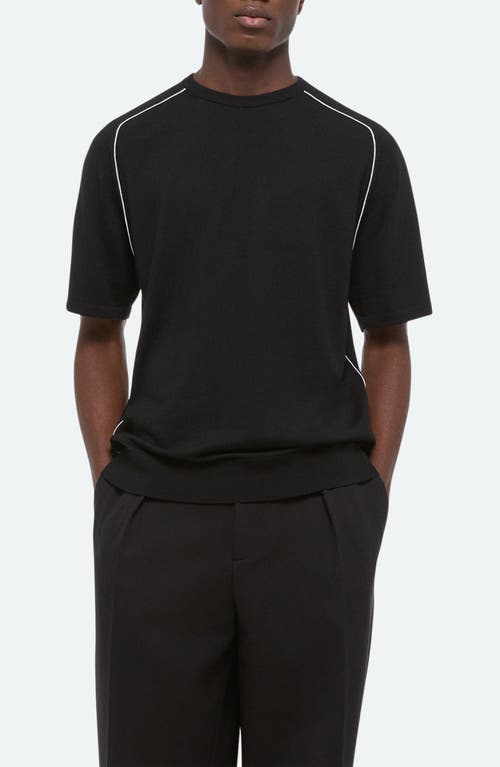 Helmut Lang Contrast Piping Wool T-shirt In Black