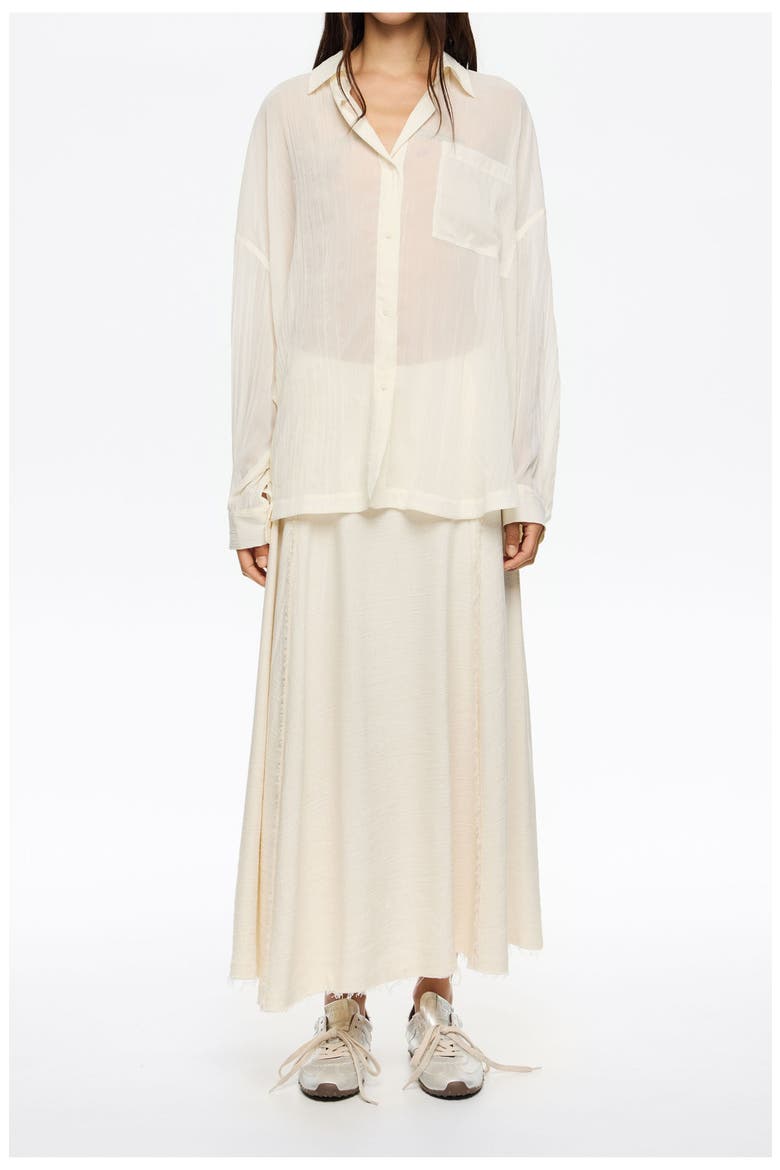 Flared A-Line Midi Skirt, Main, color, BEIGE