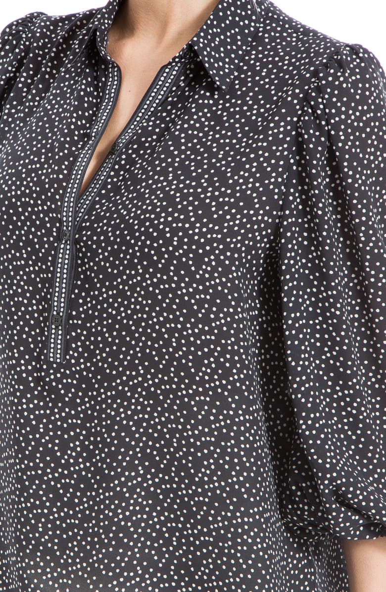 MAX STUDIO Three Quarter Sleeve Top, Alternate, color, Black/ Ivory