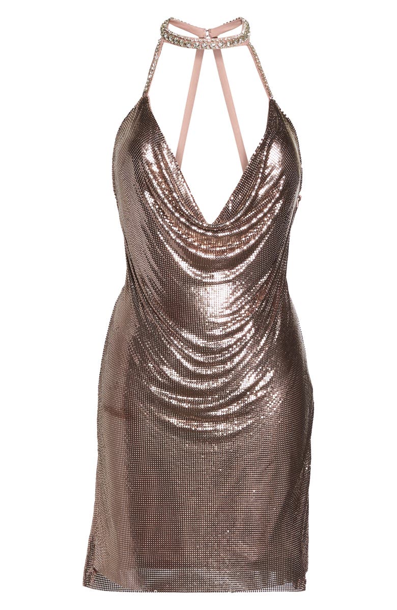 Mac Duggal Embellished Halter Neck Cocktail Minidress, Alternate, color,