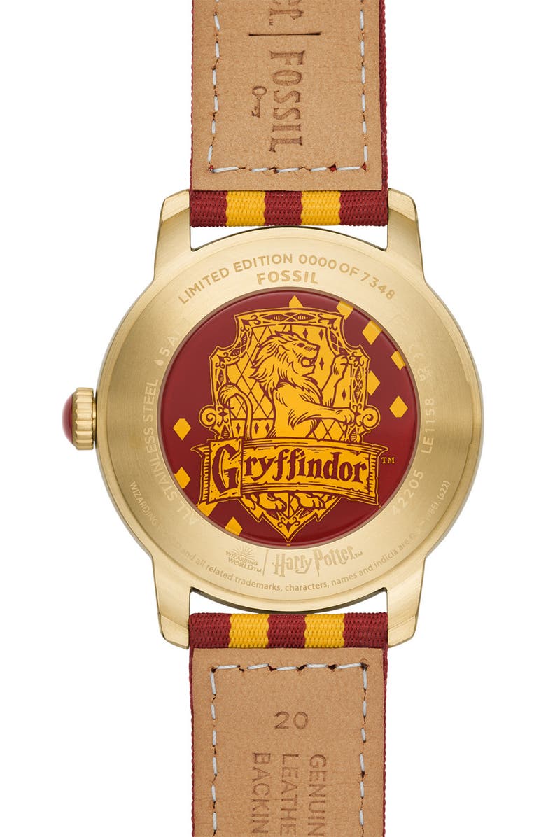 Fossil x Harry Potter<sup>™</sup> Limited Edition Gryffindor<sup>™</sup> Hogwarts<sup>™</sup> House Strap Watch, 40mm, Alternate, color, 