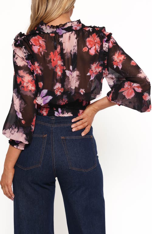 Petal And Pup Petal & Pup Cody Floral Print Smocked Top In Black