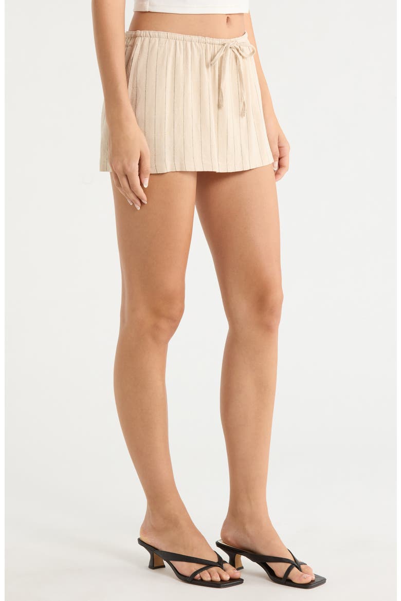 Tie Waist Miniskirt, Alternate, color, BEIGE MULTI