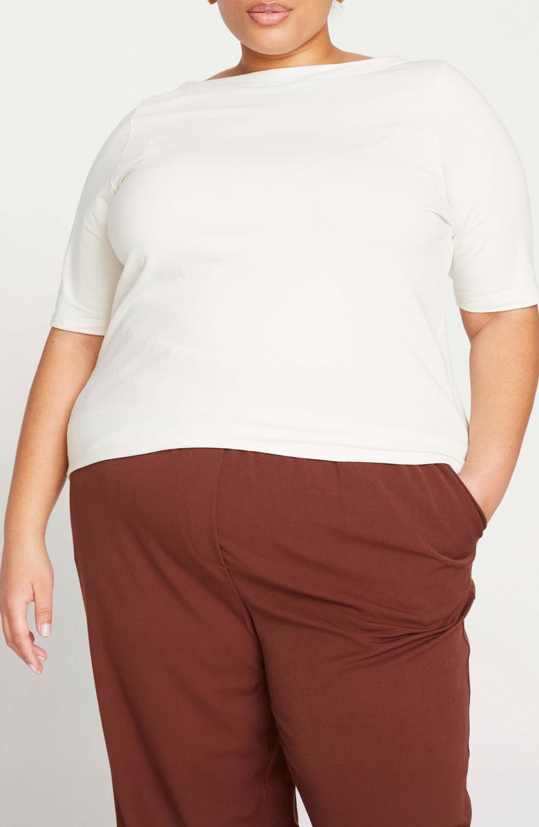 Universal Standard Bella Boatneck Stretch Pima Cotton Top, Main, color, White