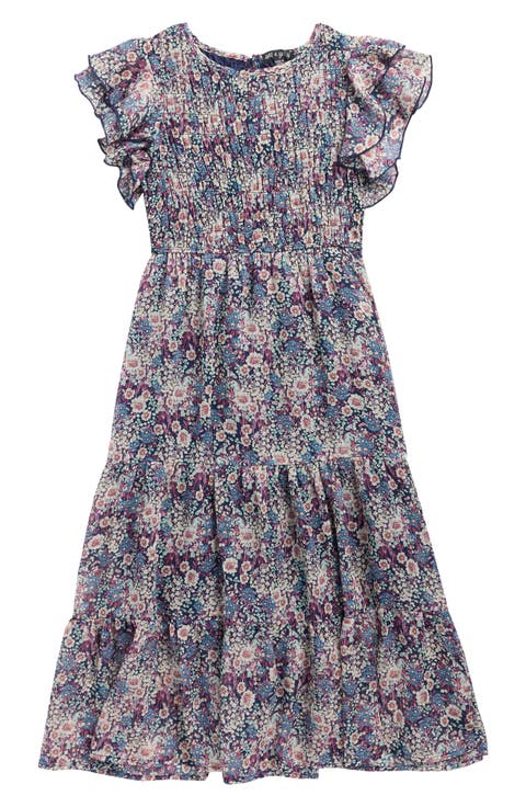Kids' Chiffon Smocked Ruffle Maxi Dress (Big Girls)