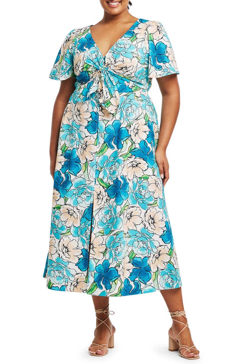 Estelle Nadja Floral Cotton Midi Dress, Main, color, 