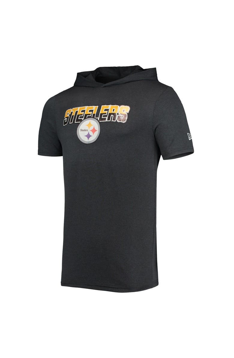 New Era Men's New Era Heathered Black Pittsburgh Steelers Team Brushed Hoodie T-Shirt, Alternate, color,