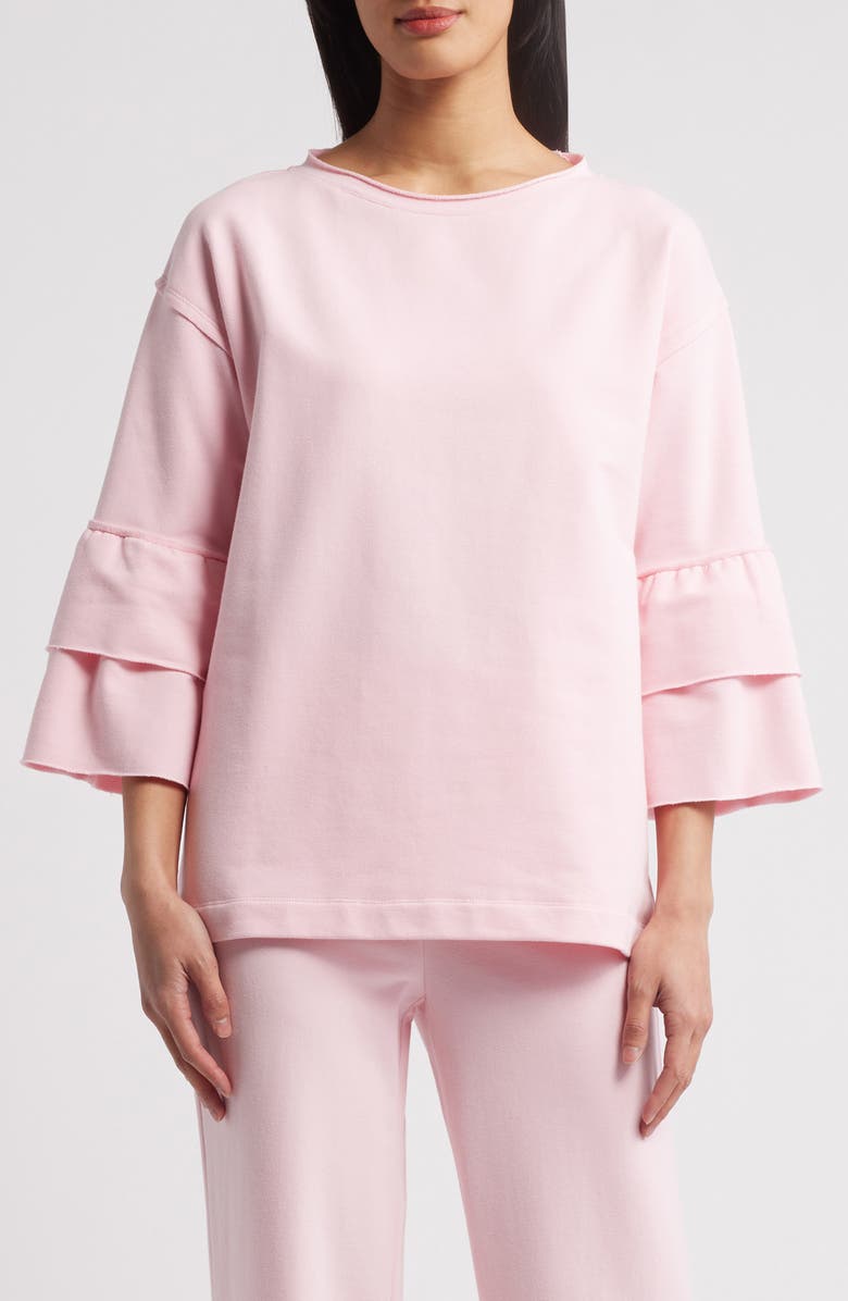 Anne Klein French Terry Tiered Sleeve Top, Main, color,