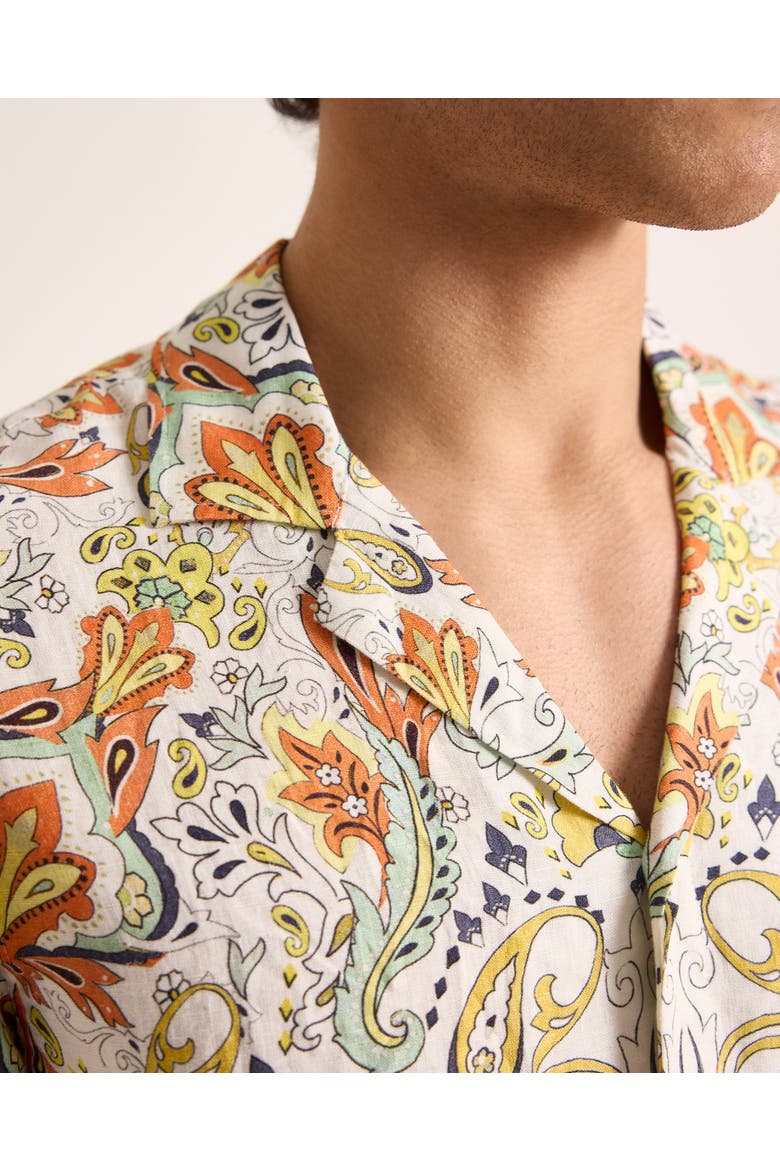 Maitan Linen Relaxed Fit Linen Fairground Shirt, Alternate, color, Multi/Vermillion