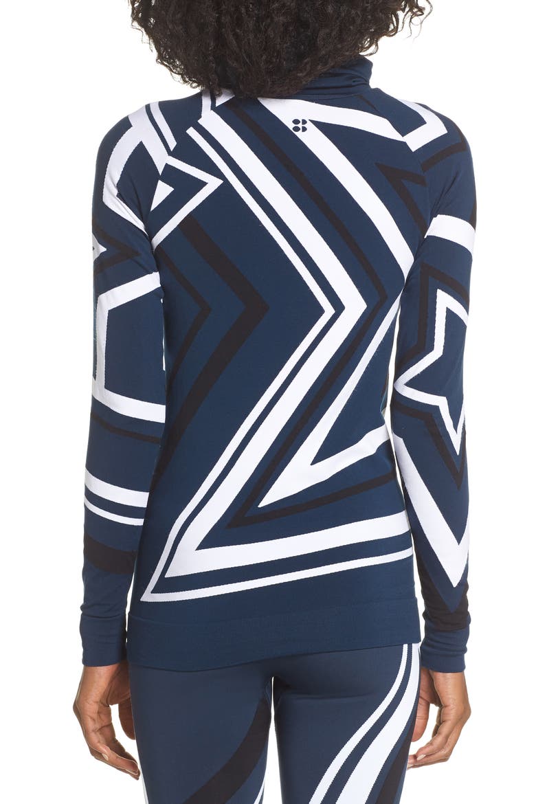 Festive Star Seamless Base Layer Top, Alternate, color, BEETLE BLUE STAR JACQUARD