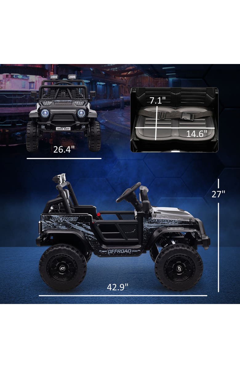 Qaba 12V Kids Ride on Truck w/ Remote, 4 Suspension Wheels, Alternate, color, Black