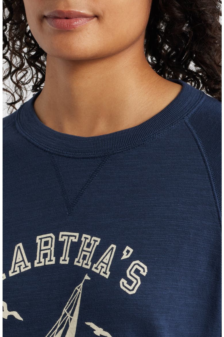 Martha's Vineyard Sunwashed Slubbed Organic Cotton Graphic Sweatshirt, Alternate, color, NAVY BLAZER