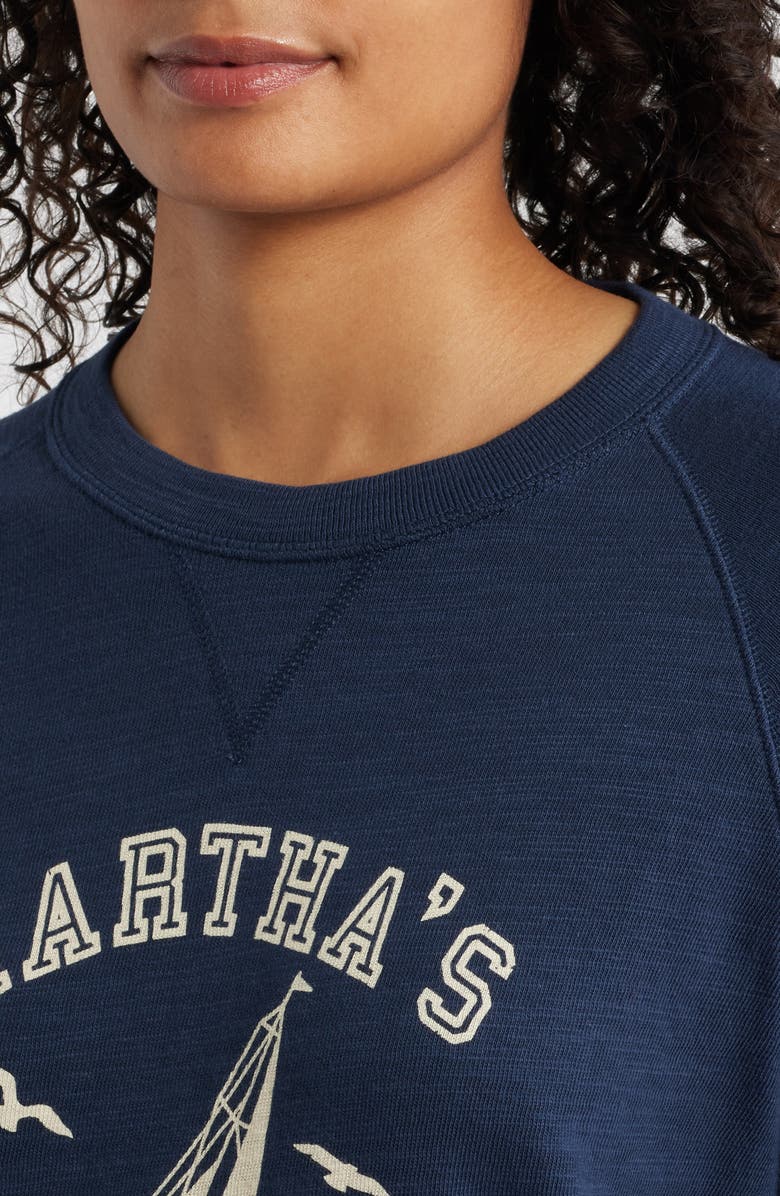 Faherty Martha's Vineyard Sunwashed Slubbed Organic Cotton Graphic Sweatshirt, Alternate, color,