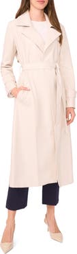 Halogen® Drapey Faux Leather Belted Trench Coat