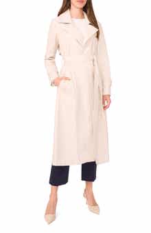 Halogen® Drapey Faux Leather Belted Trench Coat