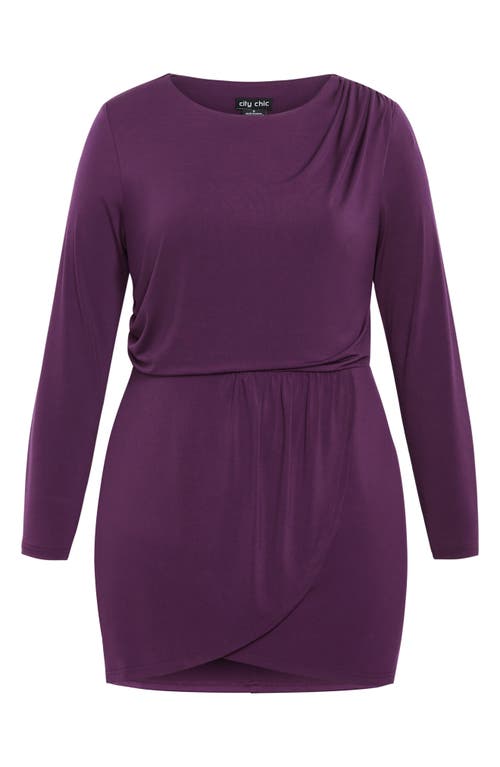 City Chic Kasey Long Sleeve Minidress In Purple