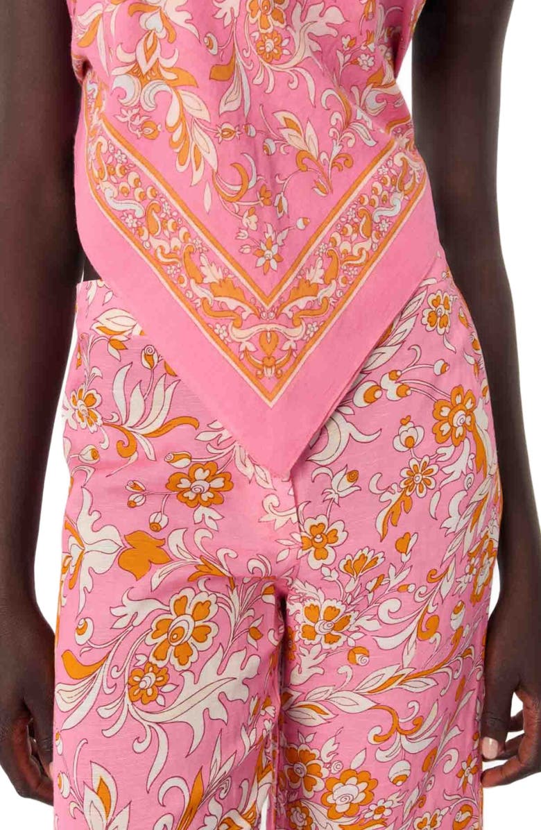 maje Patterned linen trousers, Alternate, color,